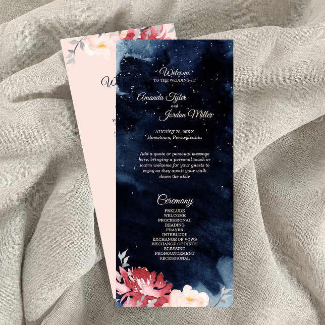 Starry Night Floral Wedding Programme (Créateur téléchargé)