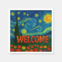 Starry Night Floral Welcome Artistic Design