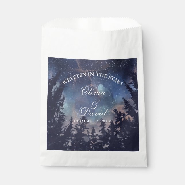 Starry Night Forest Wedding Favour Bag (Front)