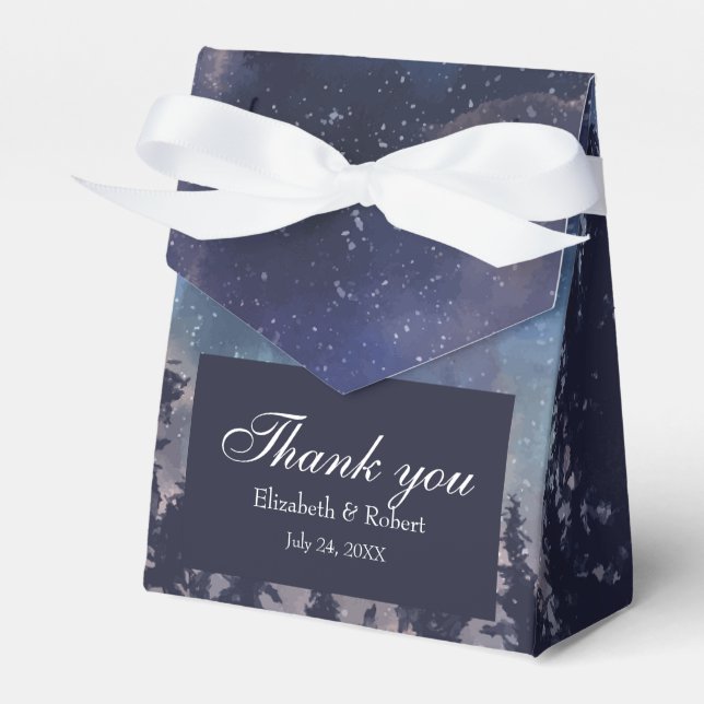Starry Night Forest Wedding Thank You Favor Box (Front Side)