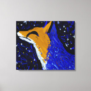 STARRY NIGHT FOX II MOONLIT WATCH CANVAS PRINT