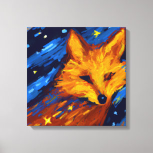 STARRY NIGHT FOX IV WHIMSICAL WILDLIFE WALL ART