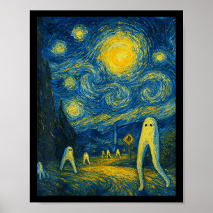 Starry Night Fresno Nightcrawler Van Gogh Hallowee Poster