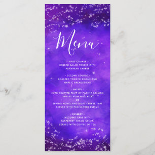 Starry Night Galaxy Purple Watercolor Menu Mariage