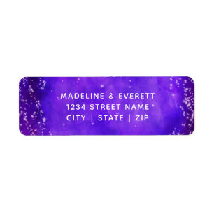 Starry Night Galaxy Purple Wedding Return Address