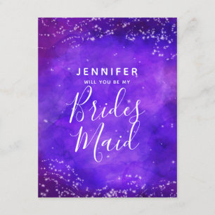 Starry Night Galaxy Will You Be My Bridesmaid Invitation