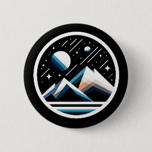 Starry Night Geometric Mountains Contemporary Art 2 Inch Round Button