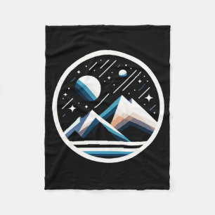 Starry Night Geometric Mountains Contemporary Art Fleece Blanket