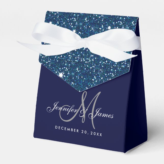 Starry Night Glitter Elegant Wedding Favour Box (Front Side)