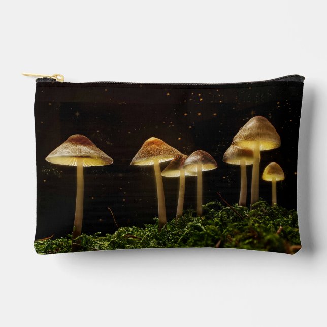 Starry Night Glowing Mushrooms Accessory Pouch (Front)
