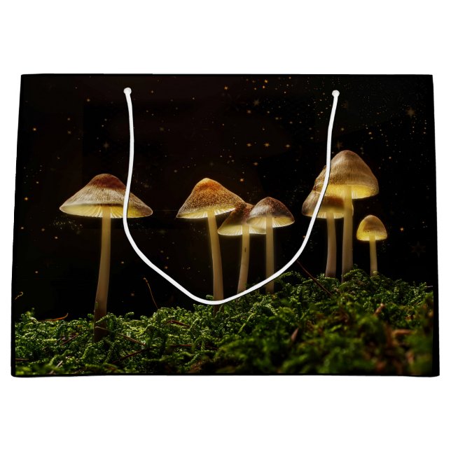 Starry Night Glowing Mushrooms  Large Gift Bag (Front)