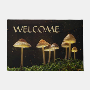 Starry Night Glowing Mushrooms Welcome Doormat