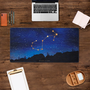 Starry Night Gold Scorpio Zodiac Constellation Desk Mat