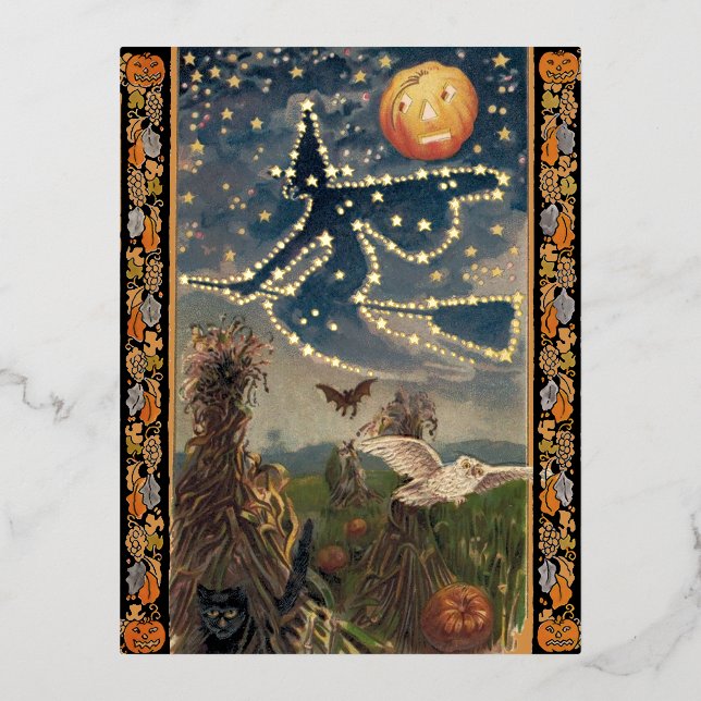 Starry Night Halloween Foil Postcard (Front)