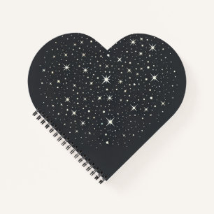 Starry Night  Heart Shaped Spiral Bound Notebook