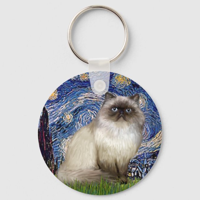 Starry Night - Himalayan cat 7 Keychain (Front)