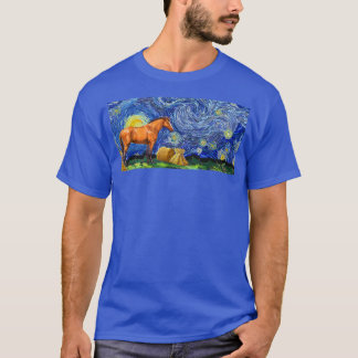 Starry Night Horse, Van Gogh Horse Gifts For Men,  T-Shirt
