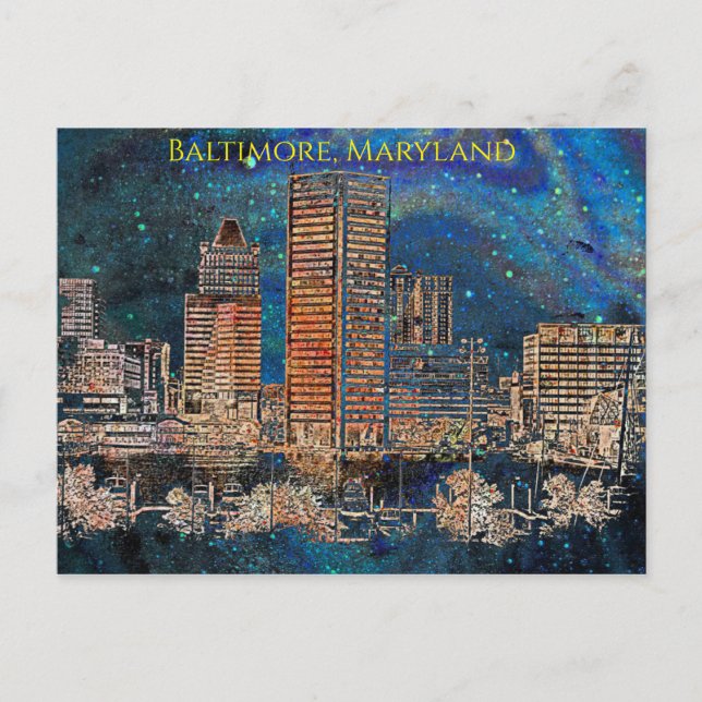 Starry Night in Baltimore, Maryland  Postcard (Front)