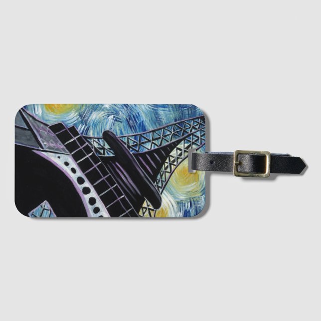 Starry Night in Paris Bag Tag (Front Horizontal)