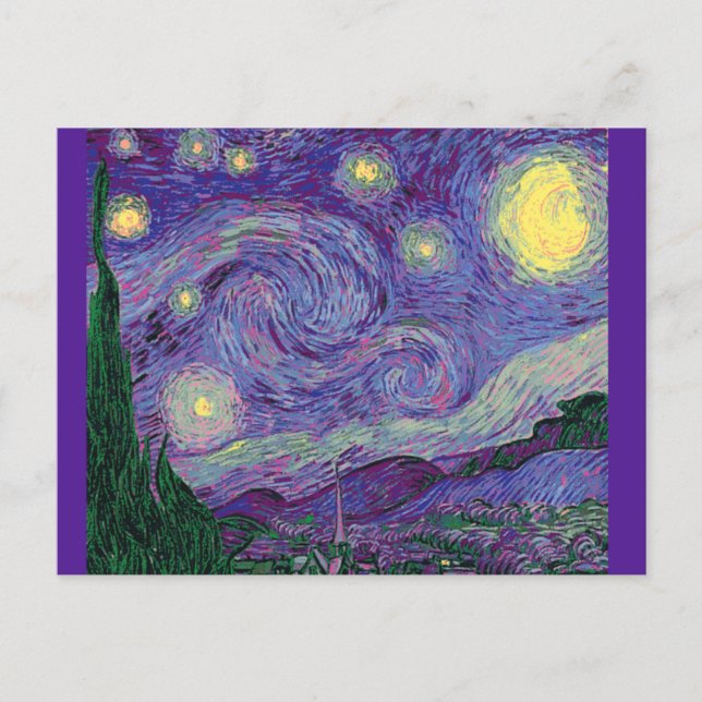 Starry Night in Purple, Fine Art Spoof Postcard (Front)
