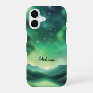 Starry Night in Soft Green Shades iPhone case