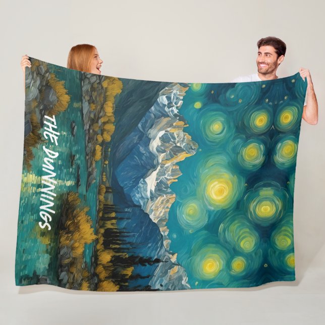 Starry Night in the Rocky Mountains Fleece Blanket (In Situ)