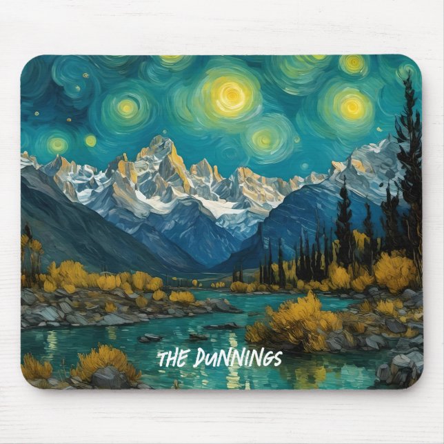 Starry Night in the Rocky Mountains Mouse Pad (Front)