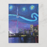 Starry Night in Toronto with Van Gogh Inspirations Postcard<br><div class="desc">Starry Night in Toronto with Van Gogh Inspirations
Acrylic painting</div>