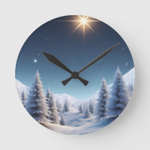 Starry Night Inspirational water colours  Round Clock