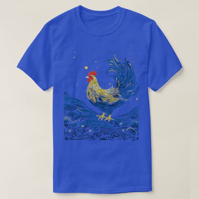 Starry Night Inspired Chicken Gifts Funny Chicken  T-Shirt (Design Front)