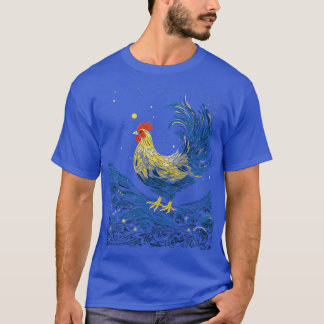 Starry Night Inspired Chicken Gifts Funny Chicken  T-Shirt
