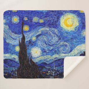 Starry Night Inspired Van Gogh Sherpa Blanket