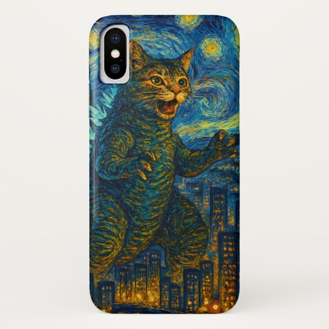 Starry Night Kaiju Catzilla Cat coque ipad iPhone (Dos)