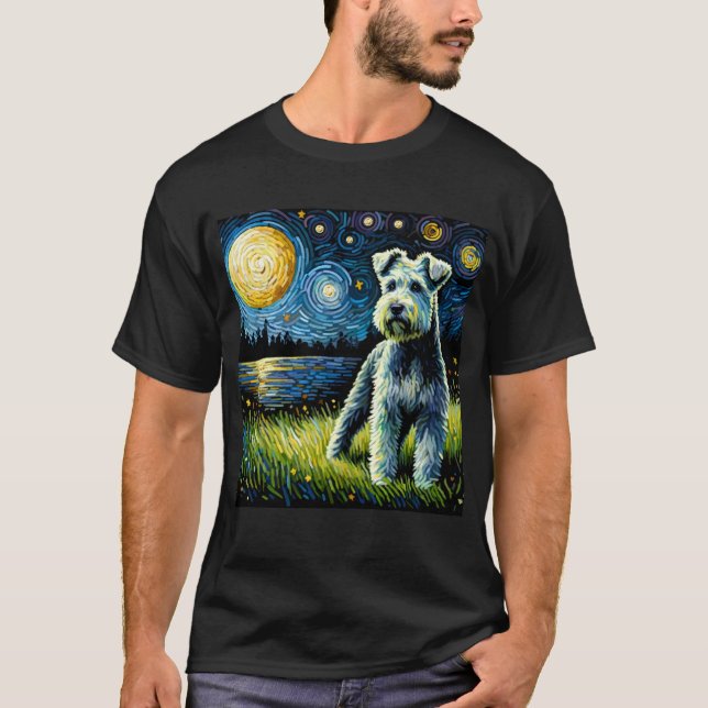 Starry Night Kerry Blue Terrier Dog Van Gogh Lover T-Shirt (Front)
