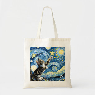 Starry Night Kitten Tote Bag