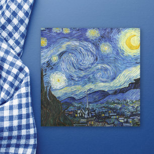 Starry Night Landscape by Vincent van Gogh Glass Coaster