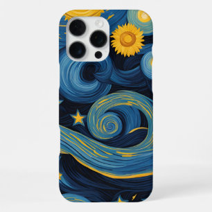 Starry Night Meets Sunflowers Pattern iPhone 16 Pro Max Case