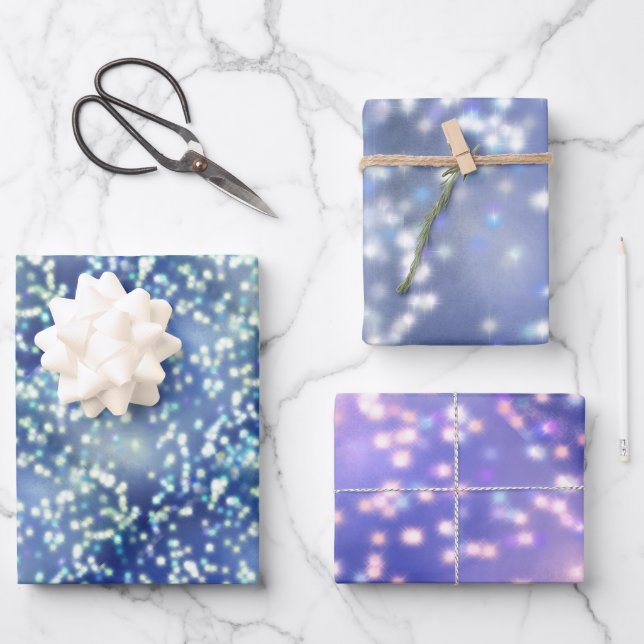 Starry night, merry christmas wrapping paper sheet (Front)