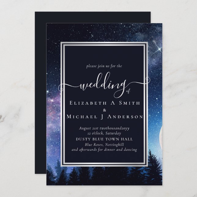 Starry Night Midnight Stars Wedding Budget (Front/Back)