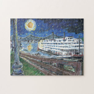 Starry Night Mississippi River Boat Jigsaw Puzzle