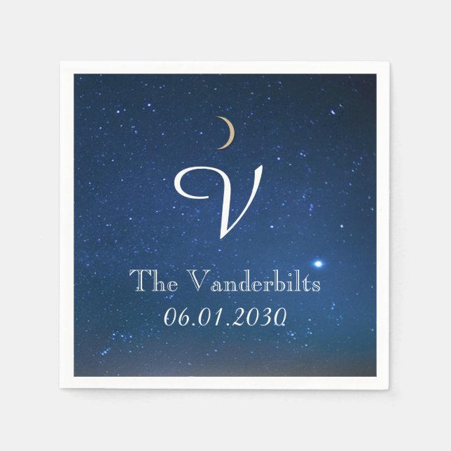 Starry Night Monogram Wedding Napkin (Front)
