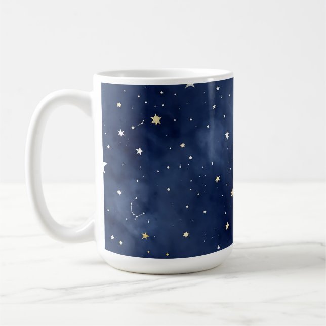 Starry Night Moon Constellations Pattern Coffee Mug (Left)