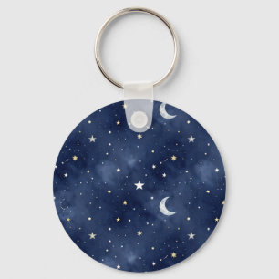 Starry Night Moon Constellations Pattern Keychain