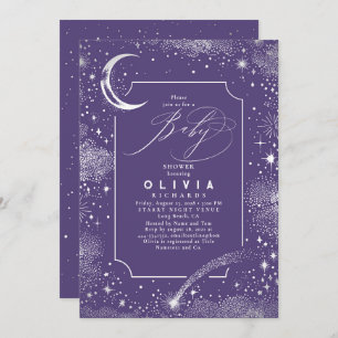 Starry Night Moon Mystical Celestial Baby Shower Invitation