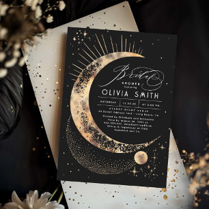 Starry Night Moon Mystical Celestial Bridal Shower Invitation