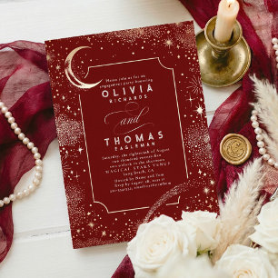 Starry Night Moon Mystical Engagement Party Invitation