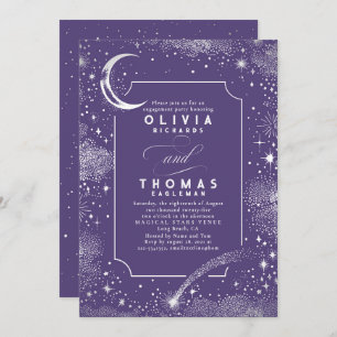 Starry Night Moon Mystical Engagement Party Invitation