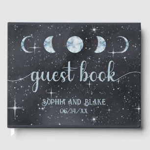 Starry Night Moon Phases Celestial Wedding Guest Book