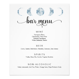 Starry Night Moon Phases Wedding Bar Menu Poster