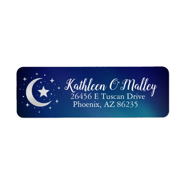 Starry Night Moon Stars Elegant Custom Label (Devant)